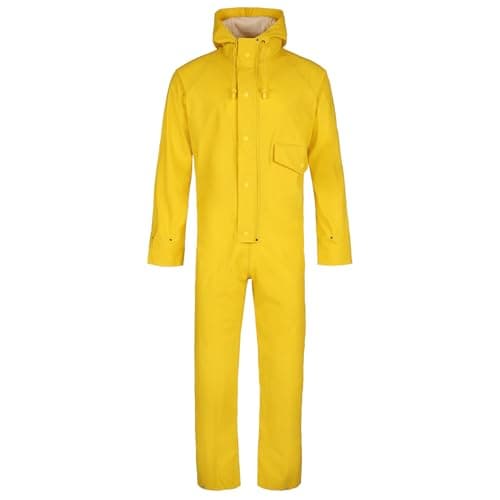 Image of U.S Trading Men's Flex Waterproof Coverall - 320 - Studded chest pockets - Elasticated back - Concealed studs - Back pocket - 210gsm poly/cotton (Yellow, Small)