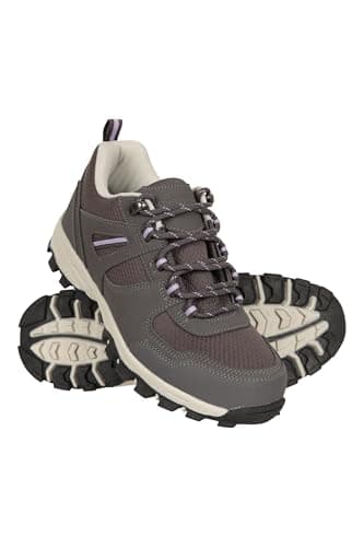 Image of Mountain Warehouse McLeod Womens Walking Shoes - Lightweight, Warm, Durable, Breathable, Mesh Lining, Sturdy Grip, Rubber Outsole - Spring Summer, Running & Gyming Dark Grey Adult Shoe Size 7