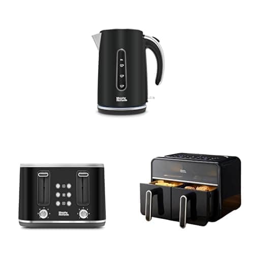 Image of Morphy Richard Motive Kettle and Toaster and Digital Dual 7.2L Air Fryer Set, 1.7L Kettle & 4 Slice Toaster, Dual Basket 3.6L Draw Capacity, 14 Settings, 102801 | 242801 | 480020