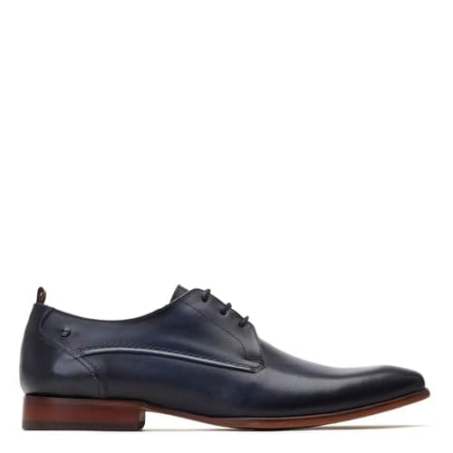 Image of Base London Mens Gambino Waxy Navy Derby Shoes UK 11
