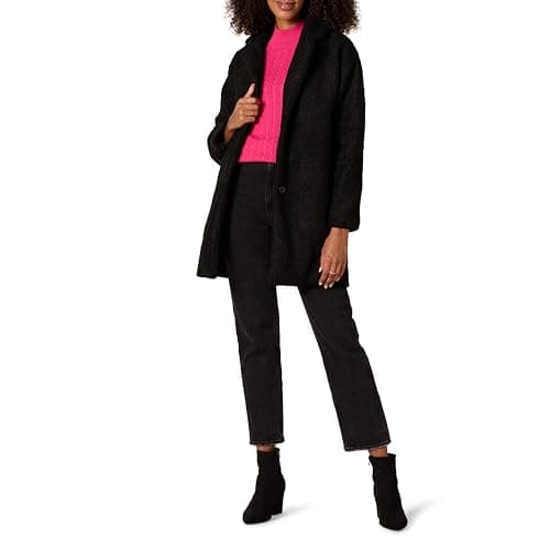 Image of Amazon Essentials Women's Teddy Bear Fleece Oversized-Fit Lapel Jacket, Black, XL