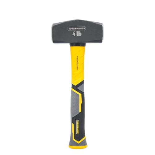Image of TOUGH MASTER Club Hammer 4.0lb 1.8 kg Heavy Duty C45 Forged Steel Head Fiberglass Shaft Non Slip Grip Shock-Absorbing Handle TPR Finish Long Handled Extra Large Club Hammer Demolition Construction