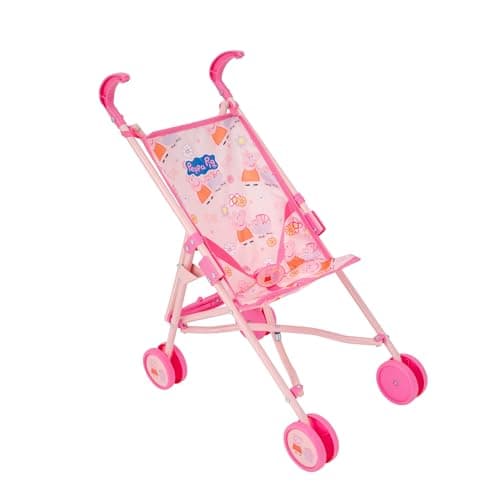 Image of Peppa Pig Single Stroller | Childrens Toy Buggy in Peppa Pig Pattern | Childrens Baby Doll Stroller Toy Umbrella Fold Stroller | Role Play Toy Dolls Buggy Pushchair | Ages 3+