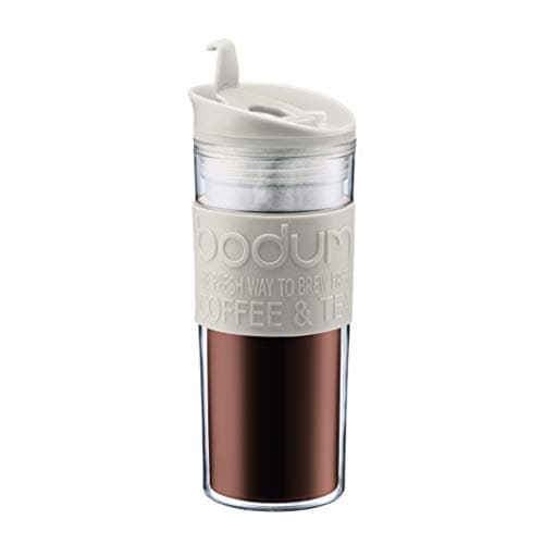 Image of Bodum 11101-01S TRAVEL MUG Insulated Travel Mug, Plastic, Flip Lid, 0.45 L, Clear
