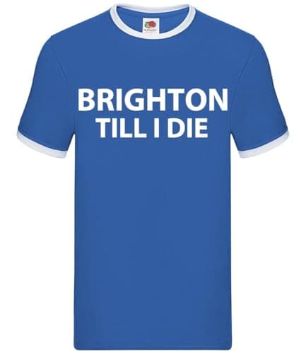 Image of Brighton Til I Die - Mens Contrast Ringer T-Shirt - Royal/White - XL