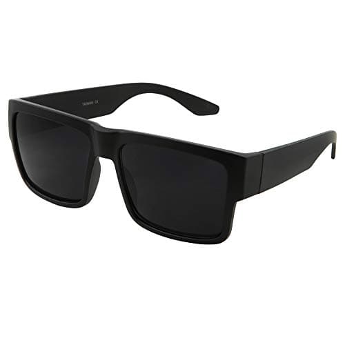 Image of grinderPUNCH Square Black Super Dark Sunglasses | Men Women | Stylish Modern Model Gangster (Matte Black)