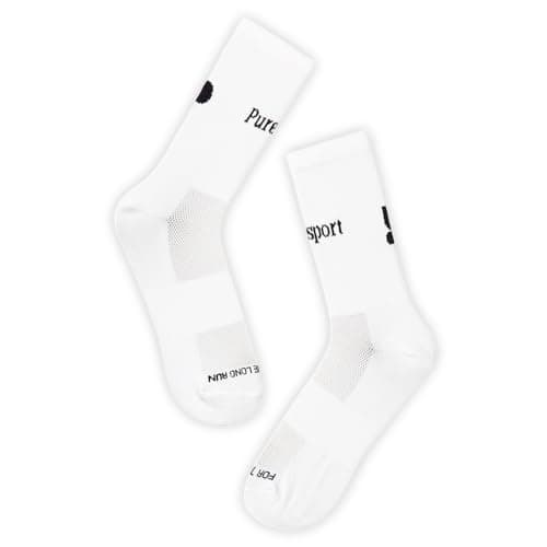 Image of Puresport Performance Running Socks (White, S/M), Moisture-Wicking Training Socks with Subtle Compression for Women & Men, Ideal for Long-Distance Running, Gym & Hyrox