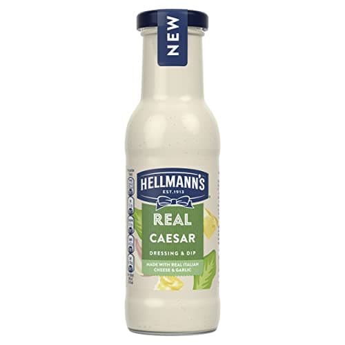 Image of Hellmann's Real Caesar Salad Dressing & Dip vegetarian condiment free from artificial colours and flavours for salads, sandwiches, burgers and dips 250 ml
