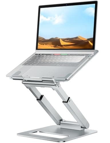 Image of tounee Laptop Stand for Desk Adjustable Height, Telescopic Computer Stand with Pull Out Design Ergonomic Laptop Riser Fits All Laptops 10-17"-Silver