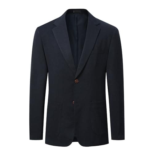 Image of Allthemen Men's Casual Blazer Wave Pattern 2 Button Regular Fit Suit Jackets Lightweight Sporty Blazer Coats Navy Blue 3XL