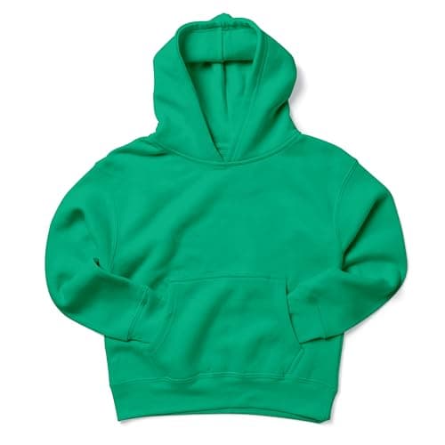 Image of Love My Fashions Boys Hoodie Pullover Sweatshirt Plain top for Children Unisex Hooded Sweater Long Sleeve Top and Jumper for kids Kelly Green