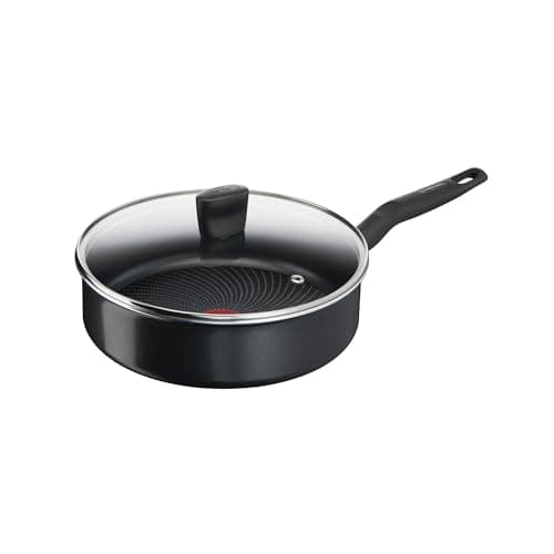 Image of Tefal Start'Easy C26732 Sauté Pan with Cover 24 cm Aluminium Titanium Non-Stick Coating Thermo-Signal Technology Thermo-Fusion Base for All Hob Types Includes Induction Black