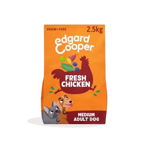 Image of Edgard & Cooper Grain Free Dry Dog Food For Medium Breed Adult Dogs (2.5kg), Fresh Chicken, Balanced Fibre For Gut Health, With Apple, Sweet Potato, Kale and Blueberry, Never Meat Meal