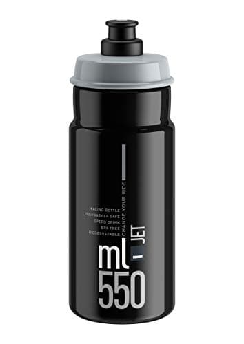 Image of ELITE Jet Eco Water Bottle Black Grey Logo – Sustainable Cycling Bottle with Eco-Design Technology – Lightweight & BPA-Free – 550ml – For Road Bike, MTB & Gravel Cycling