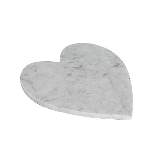 Image of Argon Tableware Heart Marble Serving Platter - 23 x 27cm - Pack of 1 - White Marble Serving Dish Trays Cake Boards for Appetizers, Lunch, Mains, Parties, Food Presentation