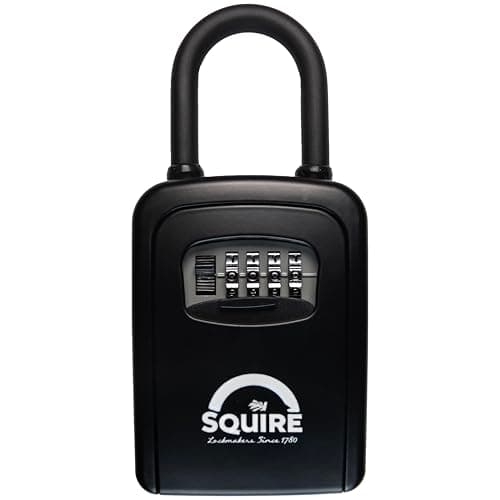 Image of Squire KeyKeep 1 PB - Combination Key Safe – 4 Wheel Recodable (10,000 Combinations)| Weather Resistant | Die-Cast with Removable Shackle | Outdoor or Indoor Key Storage