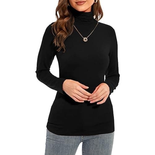 Image of VEARZ® Womens Polo ROLL Neck Jumper - Ladies Long Sleeves Plain Stretchy HIGH Neck Pull Over Sweater Turle Neck Top (S/M (UK 8-10), Black)
