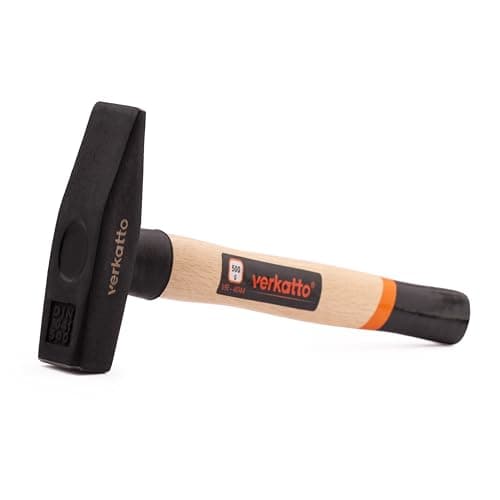 Image of Mivos 500g Engineer's Hammer with Wooden Handle - Forged Steel Head - 500g Head Weight - DIN 1041 - HRC: 50-55