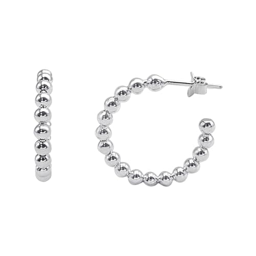 Image of Silverly 925 Sterling Silver Chunky Ball Bead Hoop Earrings 22mm - Bold Chunky Bead Hoops for Women - Butterfly Back Closure - Contemporary Fashionable Jewellery - Simple Geometric Design