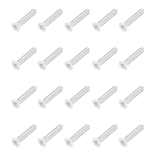Image of sourcing map M2.5 x 12mm Flat Countersunk Head Machine Screws 304 Stainless Steel Full Thread Phillips Drive Cross Screw for Furniture Connection Electrical Appliances (White, Pack of 20)