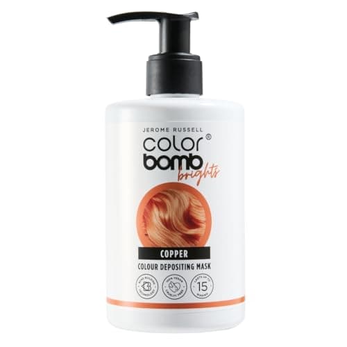 Image of Jerome Russell Colour Bomb Brights – COPPER Colour Depositing Hair Mask – Nourishing, Semi-Permanent Colour & Shine Treatment – Vegan, Cruelty-Free, 300 ml