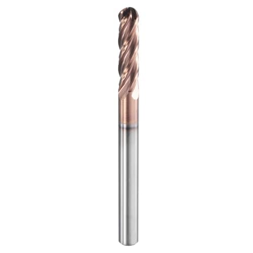 Image of sourcing map Ball Nose End Mill 4 Flute 3/16" Diameter 3/16" Shank Tungsten Carbide TiAlN Coated Spiral CNC Router Bits 3/4" Cutting Length Single End Ball for Carving Engraving Grinding