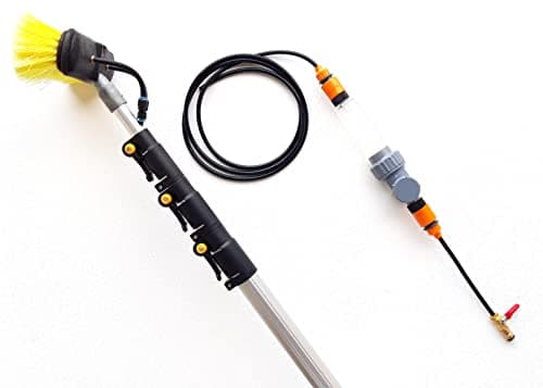 Image of 16ft-20ft-24ft Telescopic Water Fed Window Cleaning pole Inc Soap Dispenser, Solar Panel Conservatory Hose Fed Cleaner, Extendable Brush Kit