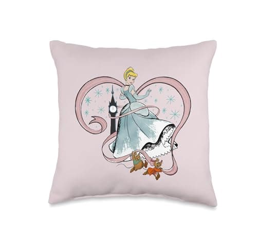 Image of Disney Princess Cinderella Heart Pink Throw Pillow, 16x16, Multicolor