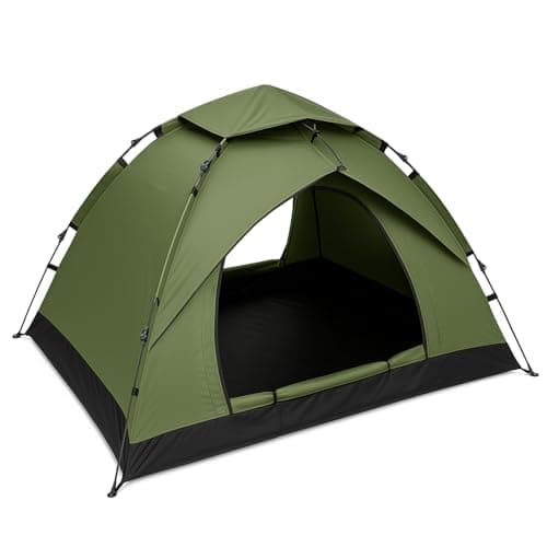 Image of BREEZENEST 2-3 Person Instant Pop-Up Dome Tent – Waterproof & UV Protection Camping Tent for Hiking, Outdoor, Backpacking, Includes Carry Bag (Green)