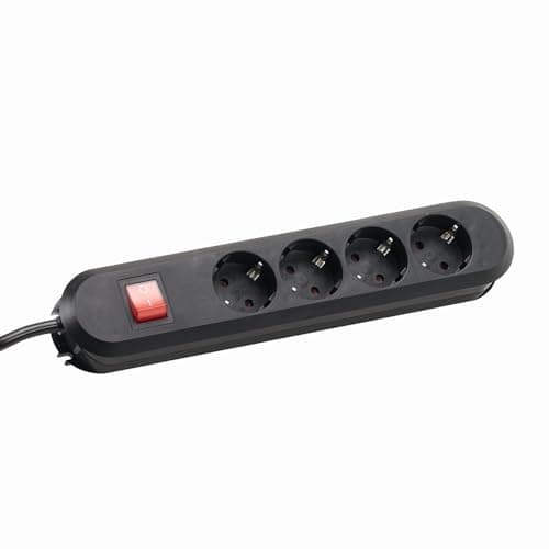 Image of Bachmann SMART power strip 4-fold, black, m - with Schalter, Schuko, with Kinderschutz, öffenbar, 1,5m H05VV-F 3G1,5mm², Zuleitung 1,5 m; 381.130K
