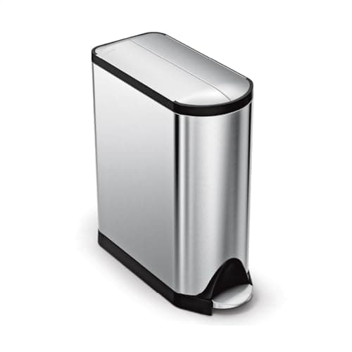 Image of simplehuman CW1897 45L Slim Butterfly Kitchen Pedal Bin, Strong Steel Pedal, Silent Soft Close Lid, Stay-Open Lid, Non-Skid Base, Fingerprint-Proof, Inner Bucket, Brushed Stainless Steel
