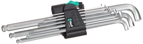 Image of Wera 950 Hex-Plus 4 Chrome-plated Hex-Key Set, Metric, 1.5-10 mm, 9 Piece, 05073594001, Silver