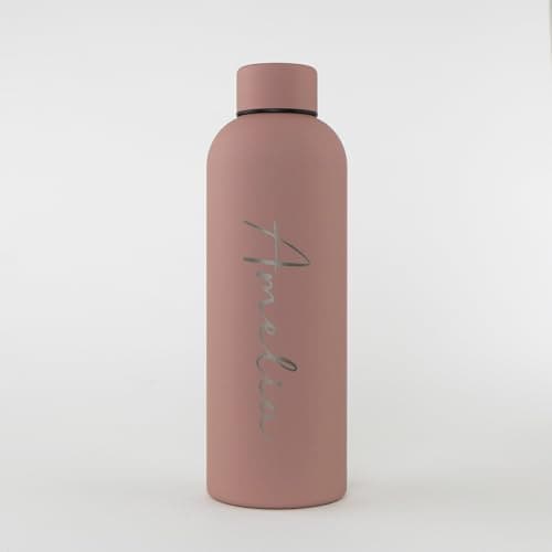 Image of cribstar Personalised Engraved Insulated Water Bottle | Stainless Steel Water Bottle | Double Walled Drink Bottle Keeps 12 Hours Hot & 24 Hours Cold 500ML | Vaccum Flask (Mocha)