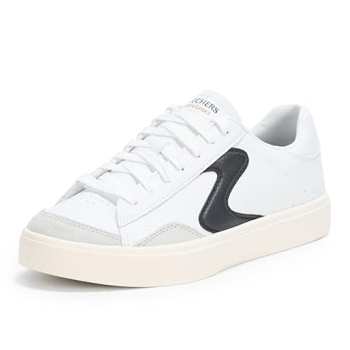 Image of Skechers Women's Eden Lx Slick Talk Sneaker, White/Black Duraleather/Gray Trim, 5 UK