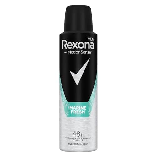 Image of Rexona Men MotionSense Stay Fresh Marine Deodorant Spray - Antiperspirant with 48 Hours Protection Against Strong Sweating and Body Odour - 150 ml (Pack of 1)
