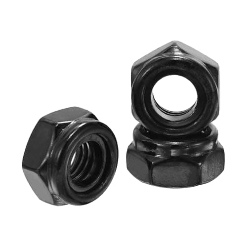 Image of Kozelo 10Pcs Nylon Locking Hex Nuts - [M10-1.5], 304 Stainless Steel Hardware Nuts, Black, for Automotive, Aerospace, Industrial Applications Use