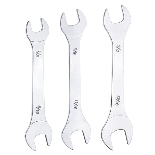 Image of sourcing map 3pcs Double Open End Thin Wrench Set 1/2" 9/16" 5/8" 11/16" 3/4" 13/16" SAE Super Thin Small Flat Head Wrench Mirror Polished Open Ended Spanner for Automotive Furniture Repair