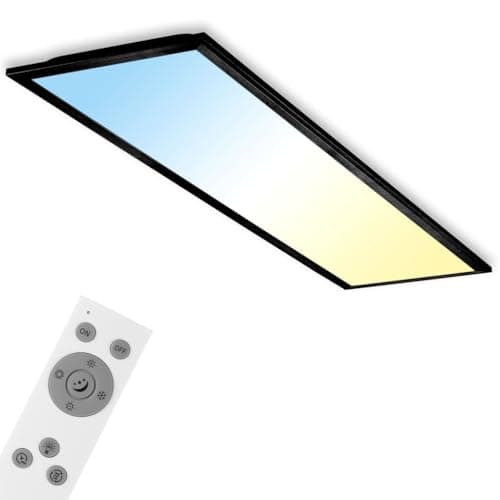Image of Briloner - LED Ceiling Light, Dimmable Slim Panel Lamp, CCT Adjustable Light, Flush Mount, Remote Control, Memory Function, 24W, 2600 Lum, Living Room, Kitchen, Office Lights, 100x25x6.1 cm, Black