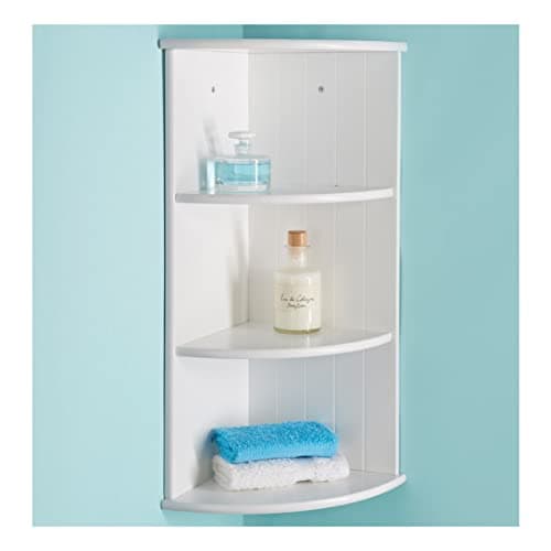 Image of Wooden 3 Tier Wall Corner Shelf Storage Cabinet Unit Bathroom Shelving