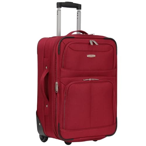 Image of ARIANA Cabin Suitcase Lightweight Carry On Luggage Trolley Travel Bag 10Kg Hand Luggage 2 Wheels - 55x38x23cm (Red, 21" Small (Cabin Size))