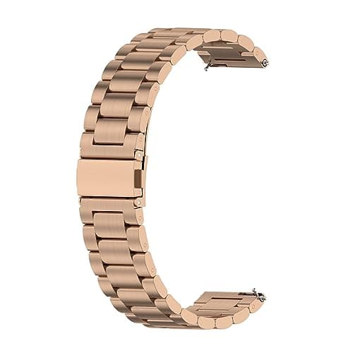Image of 20mm Watchband Compatible with Garmin Vivomove Luxe Straps, Stainless Steel Adjustable Replacement Strap Metal Wrist Strap Bracelet for Garmin Vivomove Luxe (Rose gold)