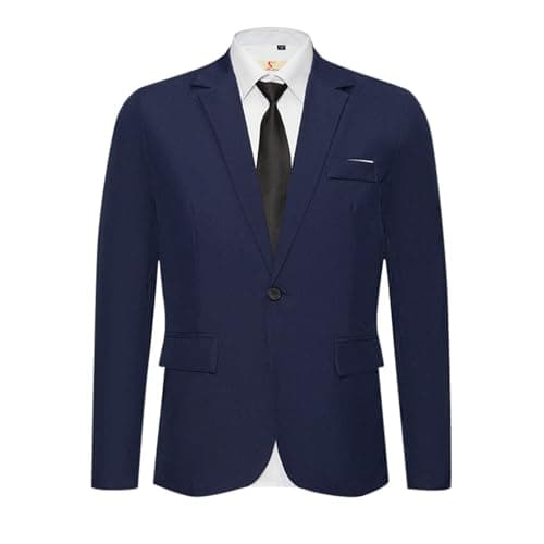 Image of Generisch Formal Suit Jacket Blazer Men Jacket Regular Large Double Pocket Slim Lightweight Casual Business Traveller, navy, XL