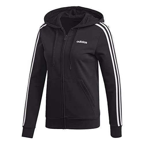 Image of adidas Women Essentials 3-Stripes Full Zip Hoodie - Black/White, Large