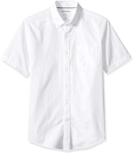 Image of Amazon Essentials Men's Slim-Fit Short-Sleeve Pocket Oxford Shirt, White, S