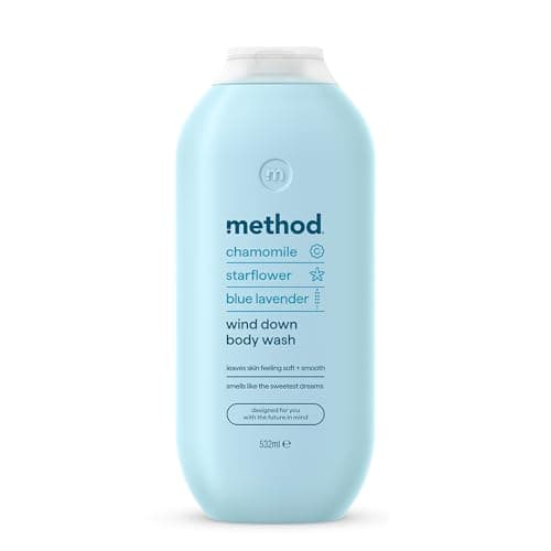 Image of Method Body Wash, Wind Down, Shower Gel, Chamomile, Starflower and Blue Lavender Scent, Pack of 1, 532ml