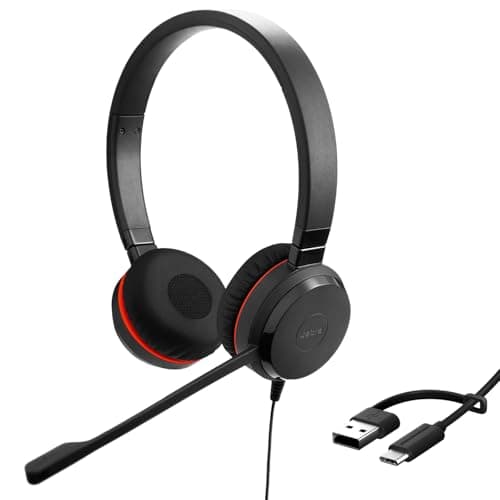 Image of Jabra Evolve 20 SE Stereo Headset – Unified Communication Certified Headphones for VoIP Softphone with Passive Noise Cancellation – USB-C/A – Black UC