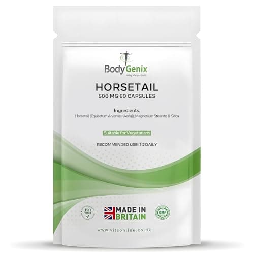 Image of Bodygenix Horsetail 500mg Capsules - Antioxidant & Anti-Inflammatory Healthy Skin Hair Nails Weight Management Natural Supplement - 60 Capsules, 2 Month Supply