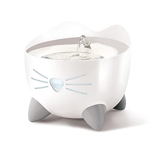 Image of Catit PIXI Stainless Steel Drinking Water Fountain for Cats, Automatic Pet Drinking Fountain with Triple Action Carbon Filter, Refill Level Window and LED Nightlight