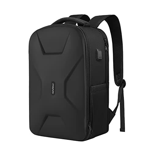 Image of MOSISO Laptop Backpack with USB Charging Port for Women Men, 15.6 inch Laptop Rucksack Bag Waterproof Hardshell Travel Business Computer Bag, Anti-Theft Daypack with Luggage Strap, Black