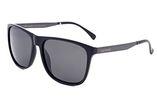 Image of Grey Wolf Cool Classic Style Men Women Polarised Sunglasses for Driving Fishing Sport Light Grey Lenses Black Plastic Frame Anti Glare Lenses